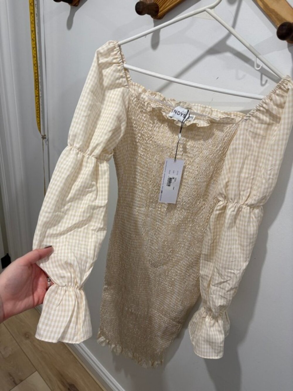 SNDYS Courtney Smocked Midi Dress - Cream, Size 6 - Picture 3 of 11